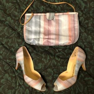 Vintage polished cotton shoes with matching bag